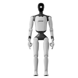 Robotul umanoid AgiBot A3 Ultra, din față, pe fundal alb