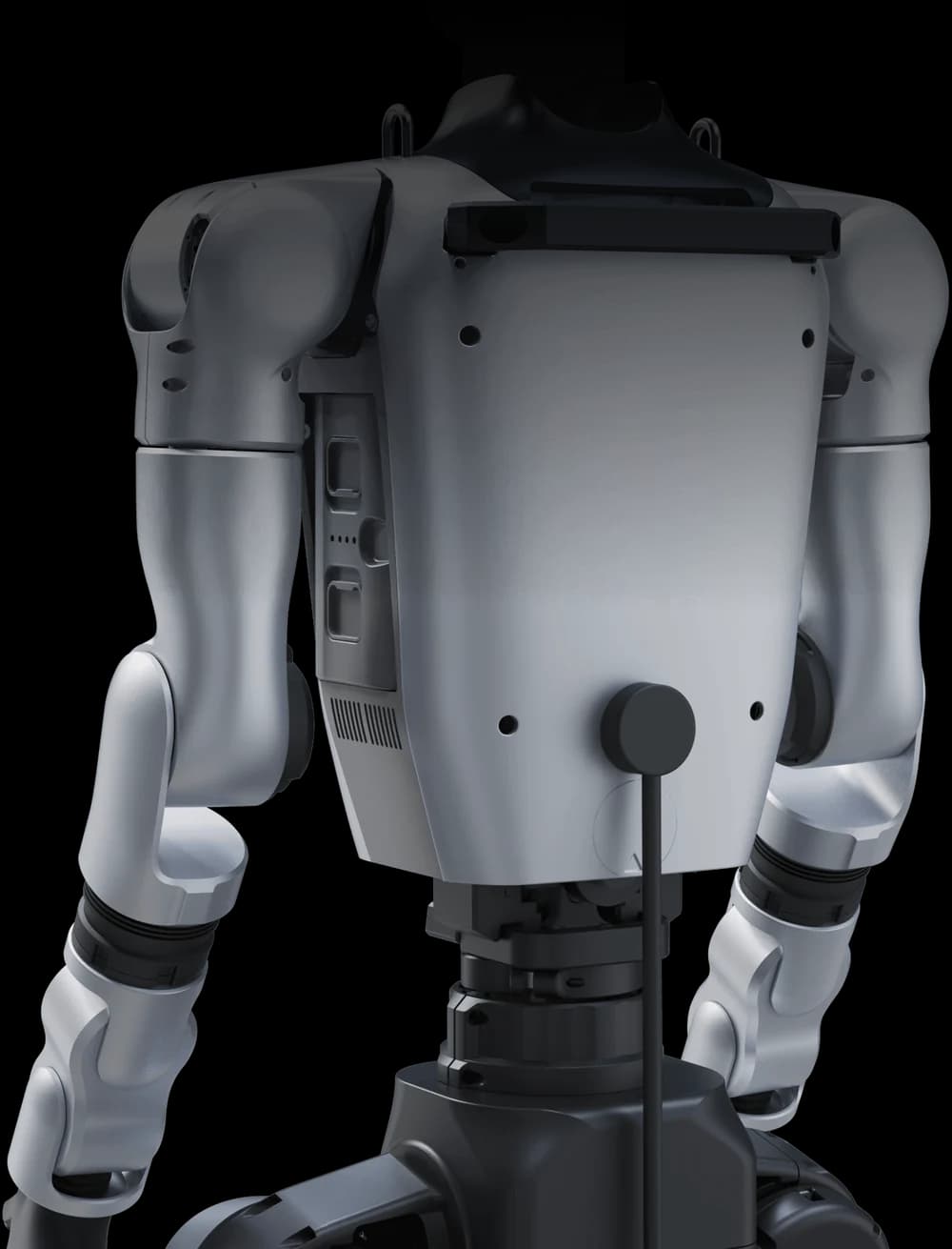 Spatele robotului G1+, cu cablul de alimentare externă conectat