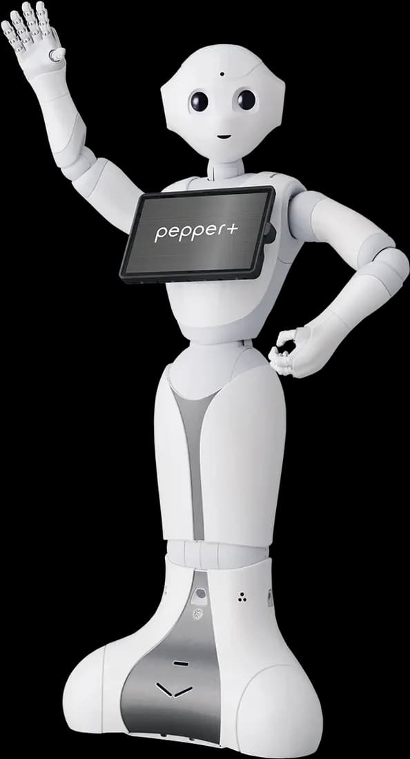 Robotul Pepper+ cu tableta nouă pe piept
