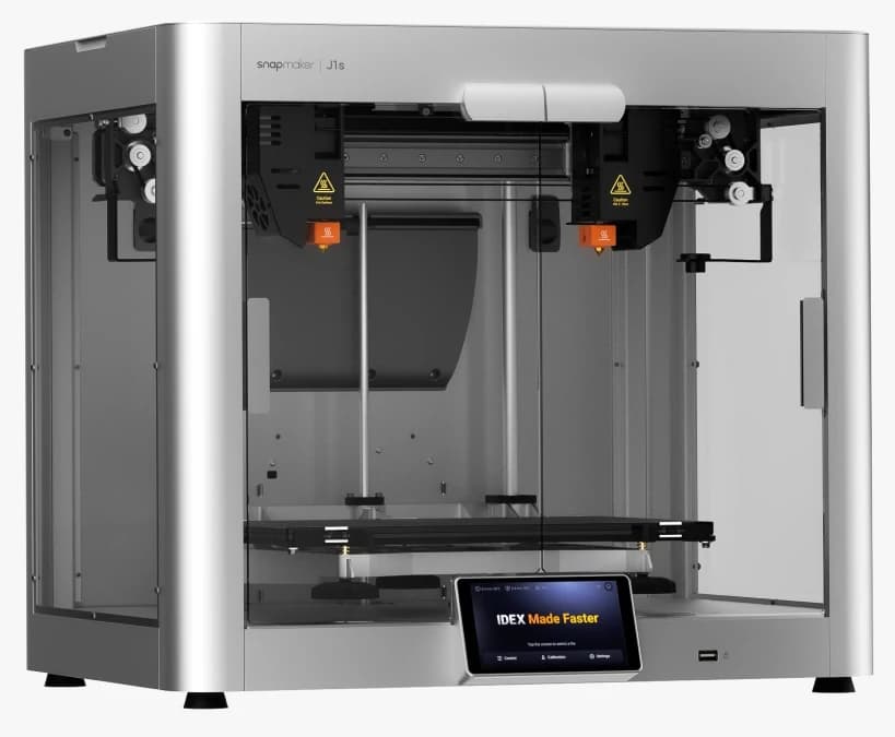Imprimanta 3D Snapmaker J1S IDEX cu două capete, cameră închisă și ecran tactil